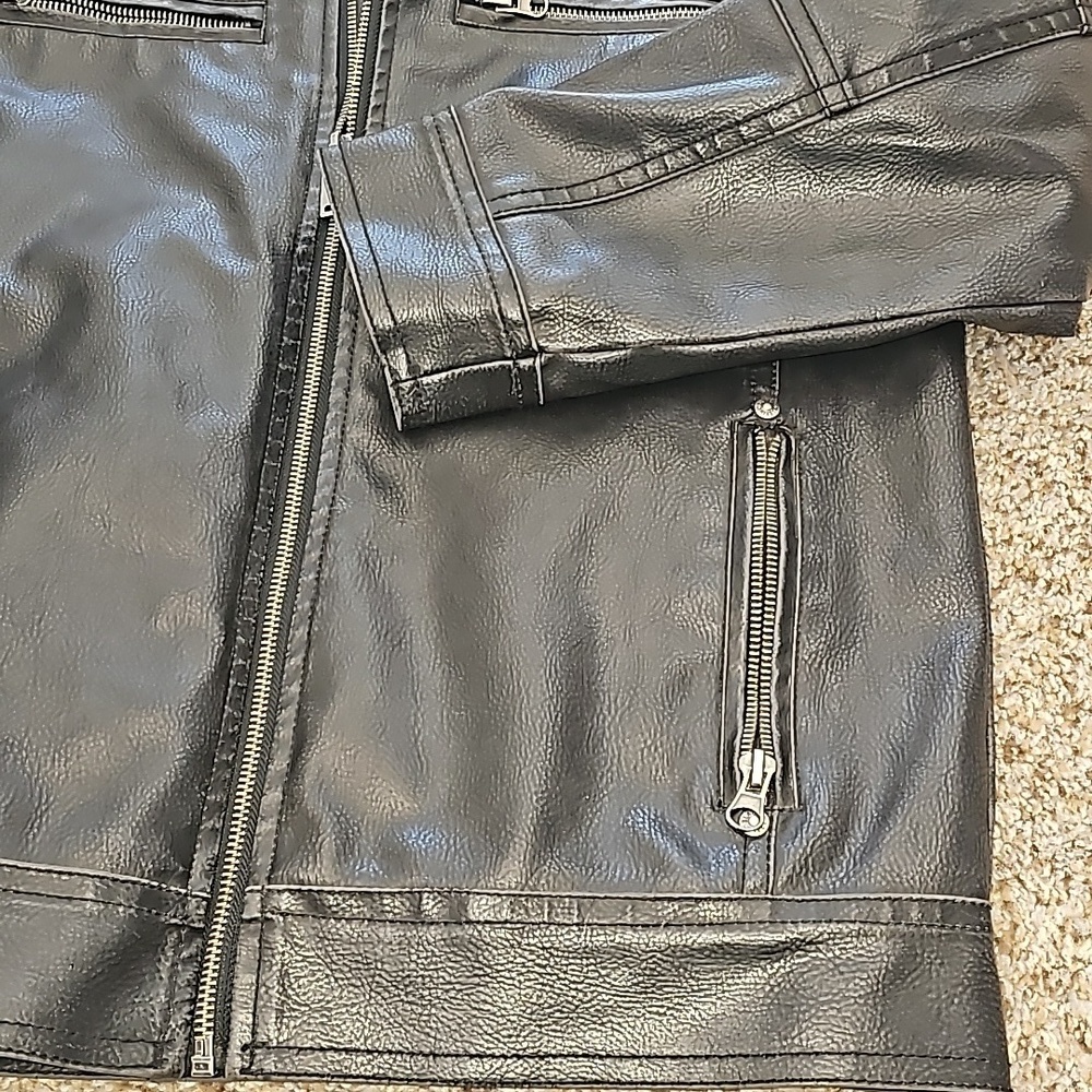 Black Rivet Faux Leather Jacket - Picture 3 of 8